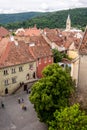 View of the historic medieval city centre citadel of SighiÃâ¢oara Royalty Free Stock Photo